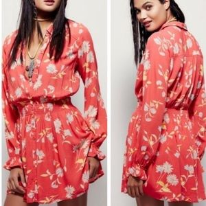 FREE PEOPLE | long sleeve collard floral dress